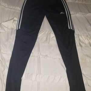 Adidas Black Track Pants with White Stripes